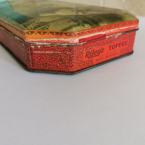 Vintage Riley's Toffees Tin - Empty Candy Container British Tavern Art Retro - Picture 4 of 10